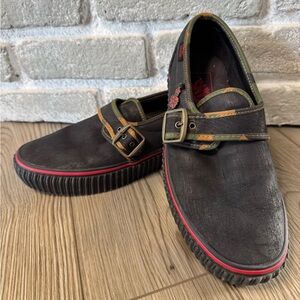 Vans Lost Boys! Black and Green Slip-On Loafers with Ribbed Sole